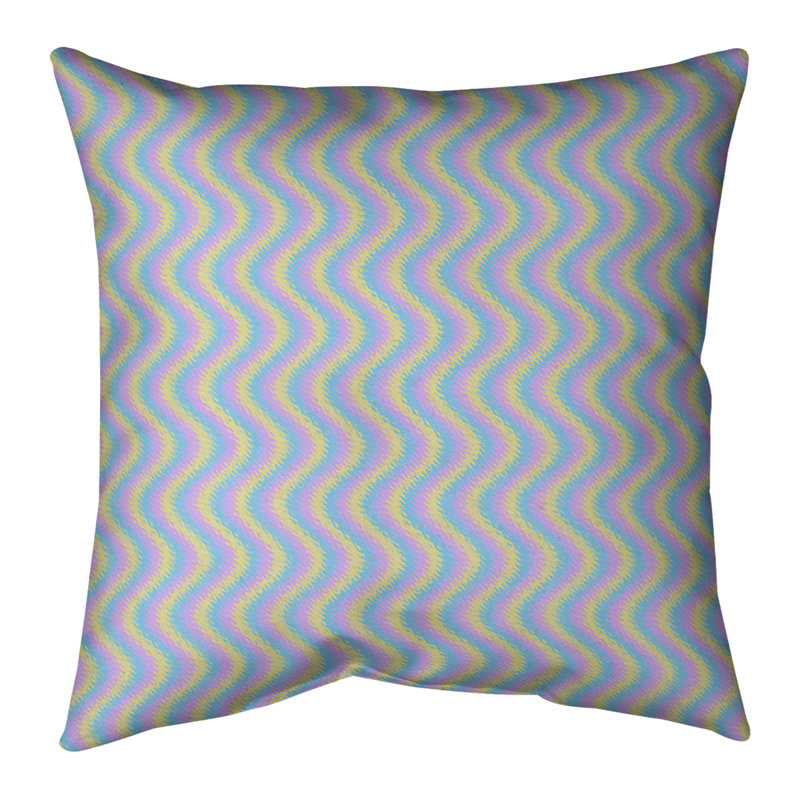 Katelyn Elizabeth Chevron Cotton Throw Pillow, 14" H x 14" W, Poly Fill, Pink/Blue/Yellow