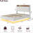 Floating Bed Frame with LED Lights & USB Charging Station – Modern Upholstered Platform Bed with Headboard, Solid Wood Slats Support, No Box Spring, Easy Assembly, Noise-Free-1507137576-1507137578