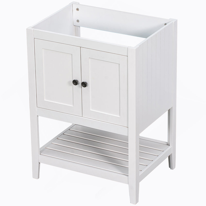 Base de meuble-lavabo, armoire de rangement avec portes et tablette ouverte