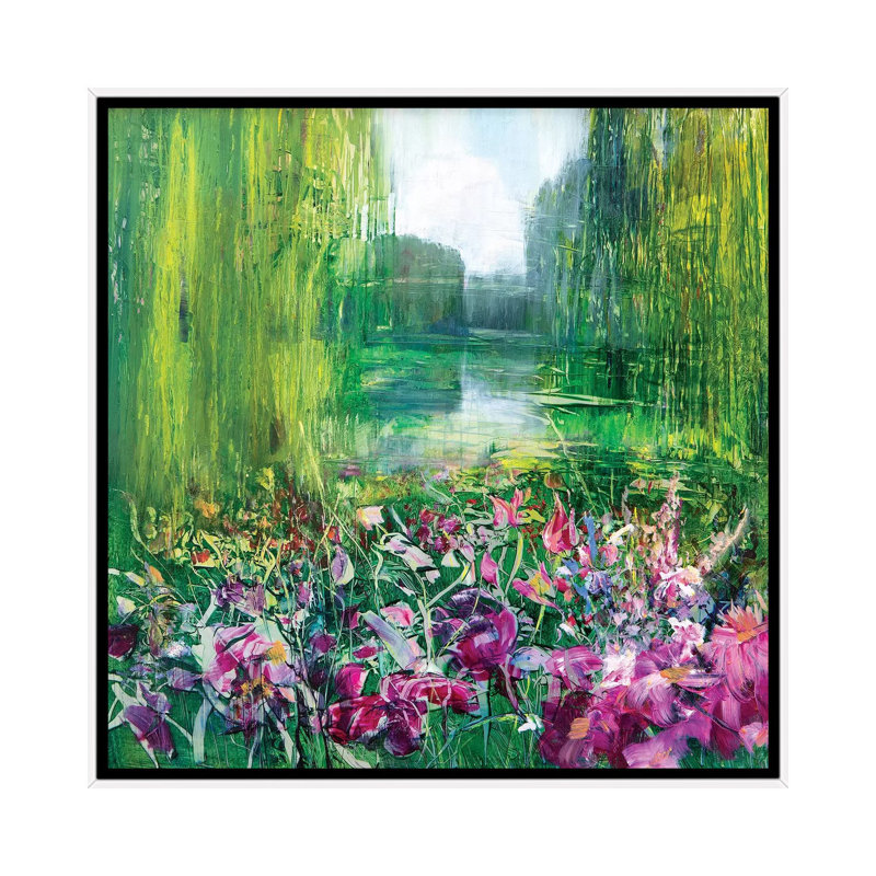 «Giverny» par Jen Williams - impression d'art graphique, Toile blanche encadrée, H 26 po x l 26 po x P 1,5 po, Pas de tapis