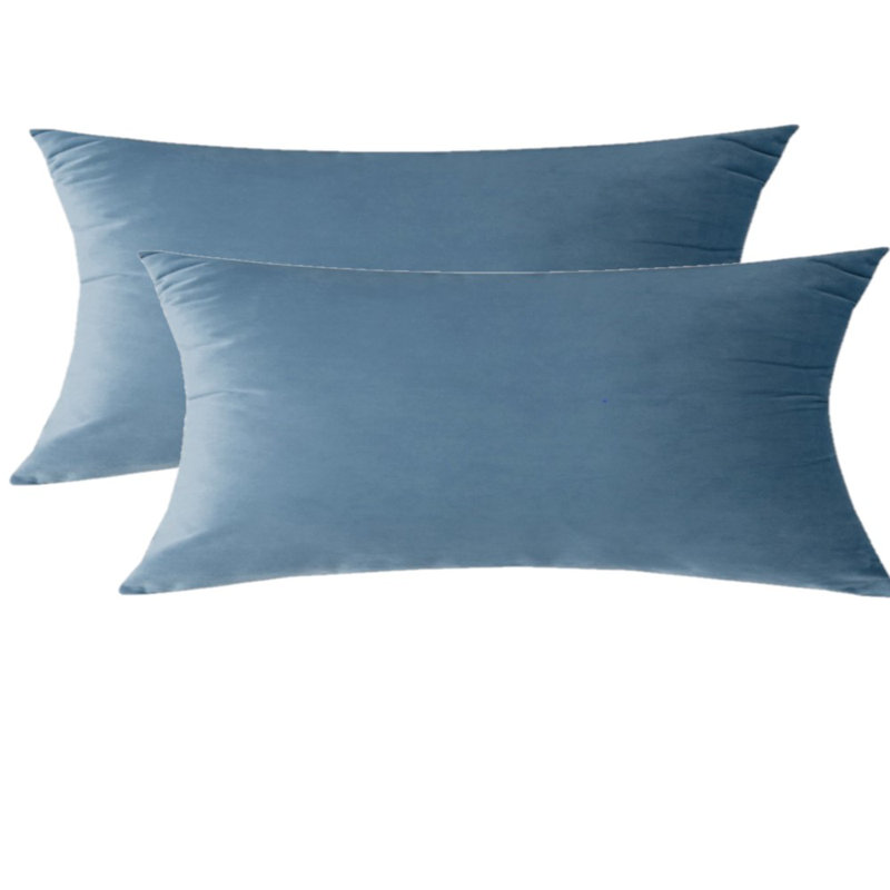 Velvet Reversible Throw Pillow, Water Blue, No