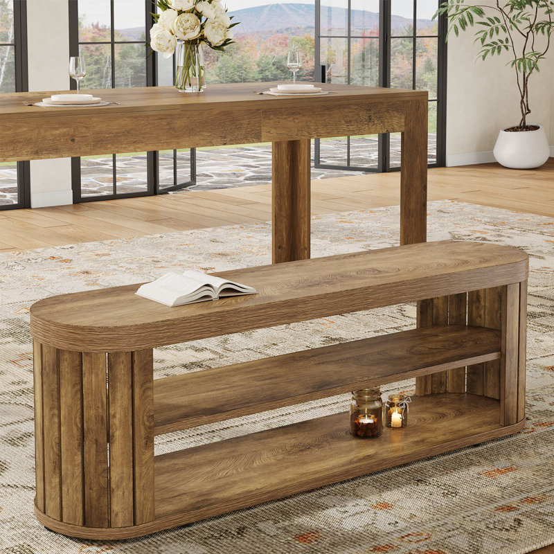 Banc de salle à manger à 2 niveaux en bois, Light Brown