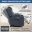 Capacité en tissu de chenille rembourré avec fauteuil inclinable Power Lift, avec mécanisme de mouvement robuste avec vibration à 8 points avec fonction de massage et lombaire avec fonction de chauffage, avec port USB et avec ports de type C, acier inoxydable-650691777