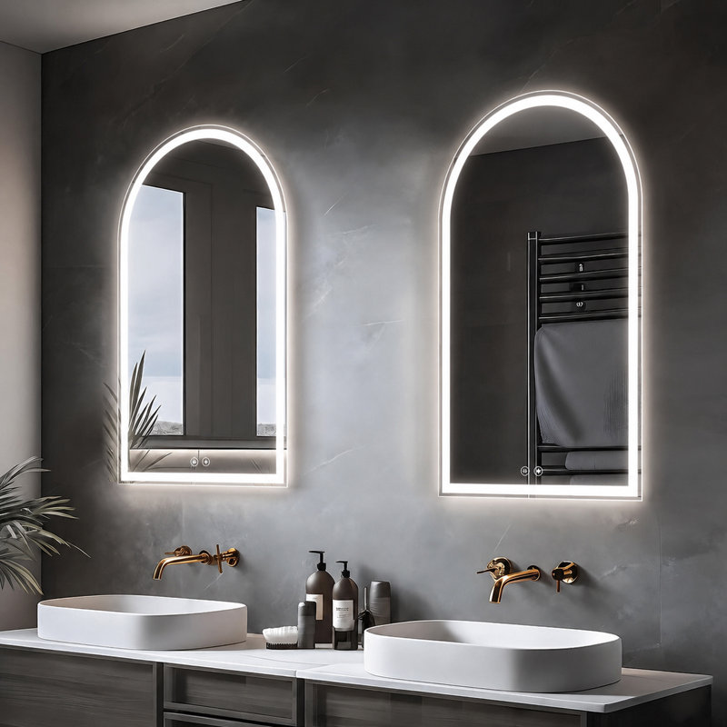 Arched LED Bathroom Mirror with Anti-Fog, Dimmable, 3-Color Light Vanity Mirror for Wall, 24" x 36"