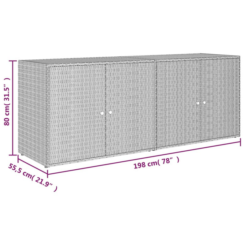 Armoire de rangement Elix, 78 po, rotin noir, brun