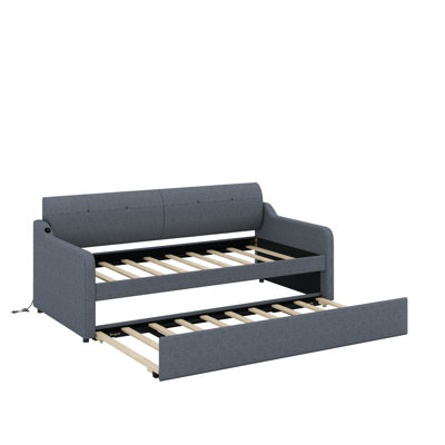 Twin Upholstery Daybed With Trundle And USB