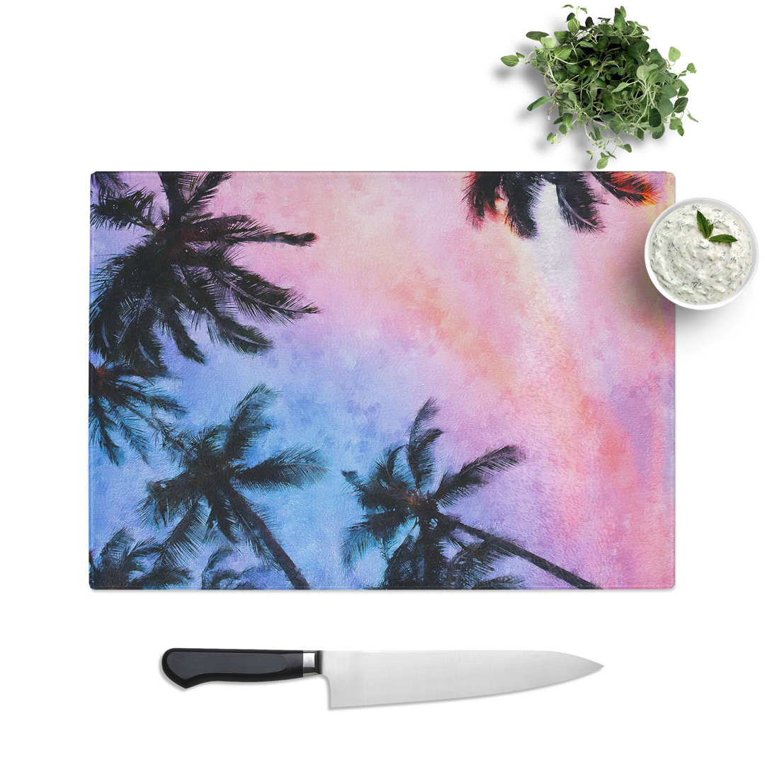 Tempered Glass Palm Tree Paradise Chopping Board