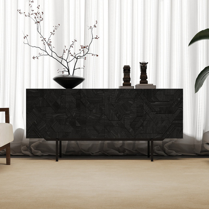 Buffet luxueux de style italien, H 31,5 po x l 62,99 po x P 15,75 po, Noir