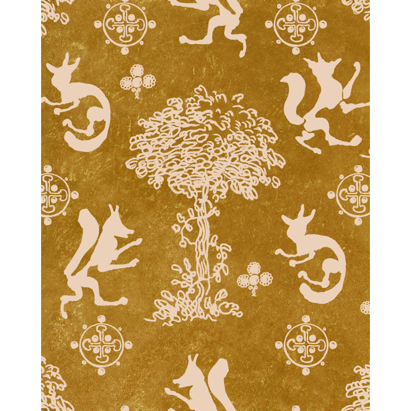 THE SILLY FOX Carrot Wallpaper, Ochre/Taupe
