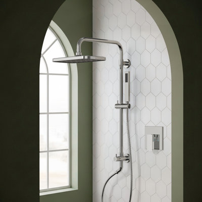 Système de douche mural à pression équilibrée, pomme de douche pluviale 13 po avec douchette coulissante
