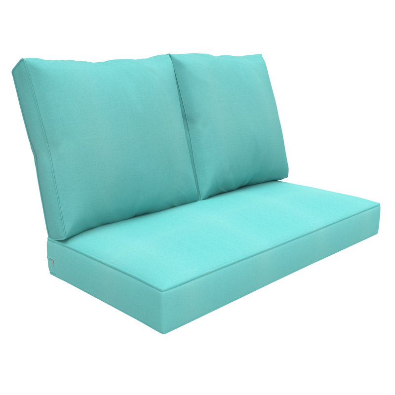 Sunbrella Outdoor Loveseat Cushion, Deep Seat/Back Replacement Cushion 5 Inch, Canvas Aruba