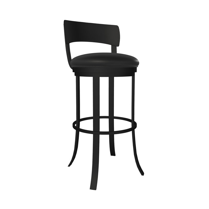 Tabouret pivotant Albie Stockholm en vinyle thermolaqué à la main, Onyx sable, Noir réglisse