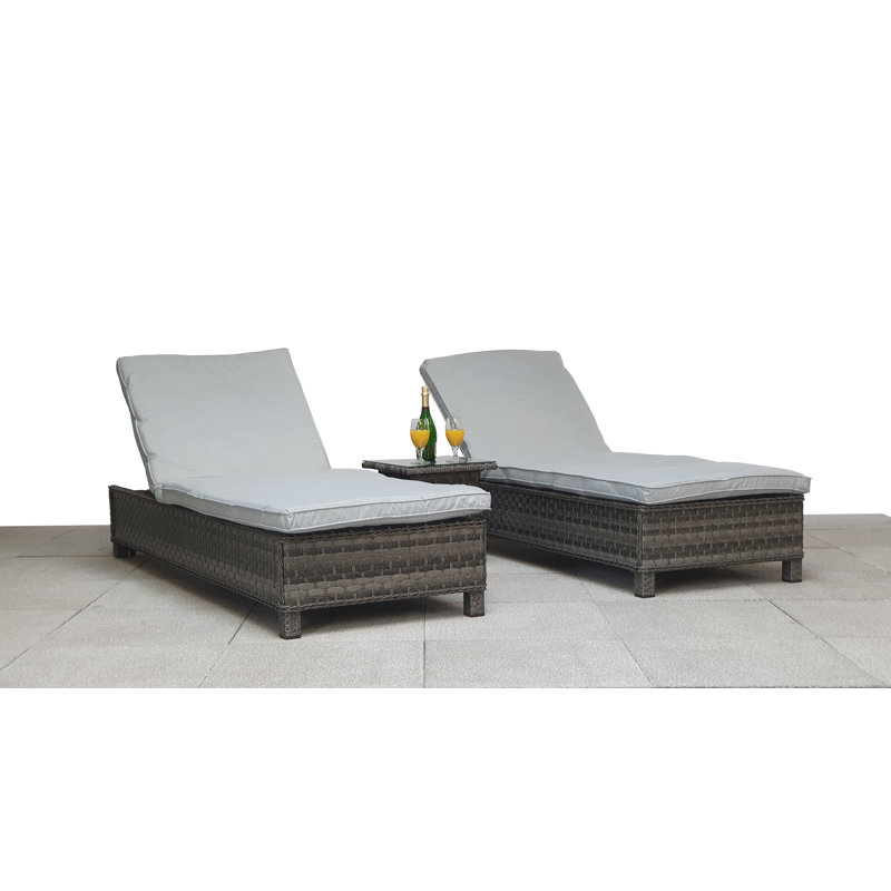 Ashyra 78.7cm Long Reclining Double Chaise with Cushions and Table