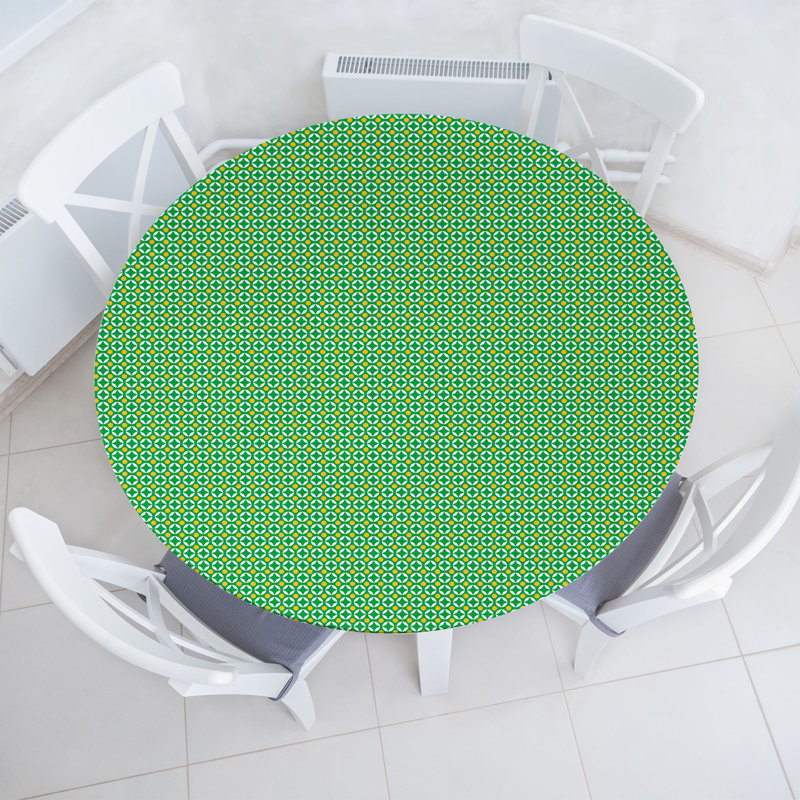 Ambesonne Vintage Fitted Round Tablecloth Green Earth Yellow, 64.17" Round