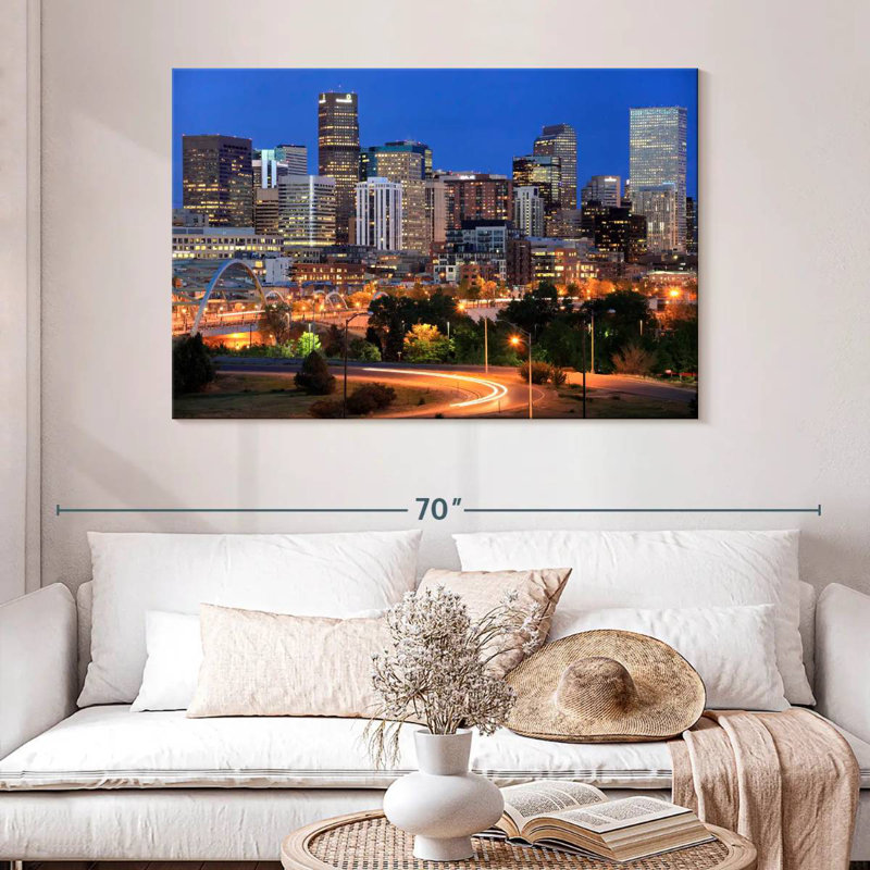 Kavia Denver Skyline At Night, 32" H x 48" W