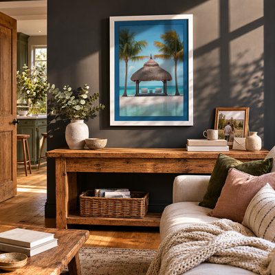Tropical Pavilion Coastal - Framed Print