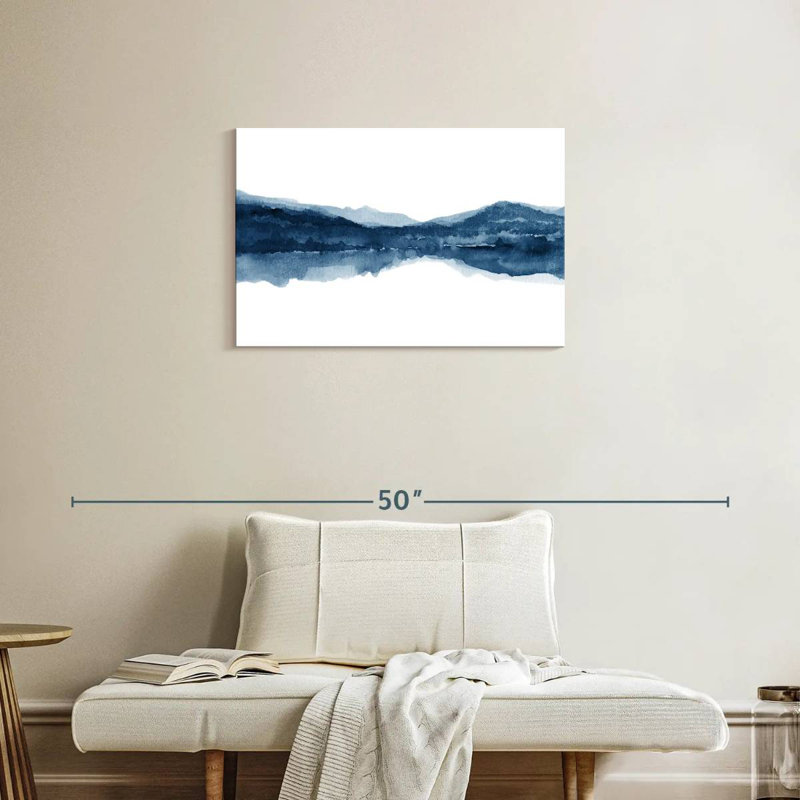 Aquarelle Avery, paysage bleu marine III, H 20 po x l 30 po
