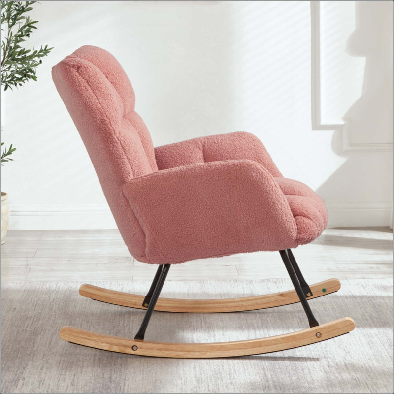 Fauteuil berçant et oscillant rembourré et rembourré en tissu, Rose