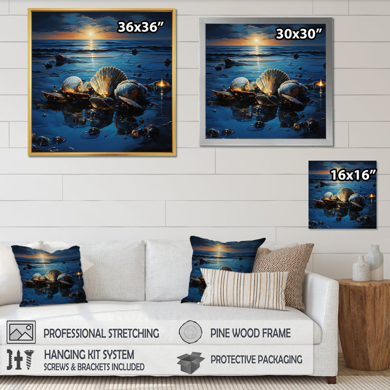 Élégance minuit bleu sarcelle - imprimé, H 36 po x l 36 po x P 1,5 po, Toile tendue