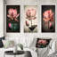 «Blossoming Pink Vintage Lotus», 3 pièces sur toile-552485663-552485662