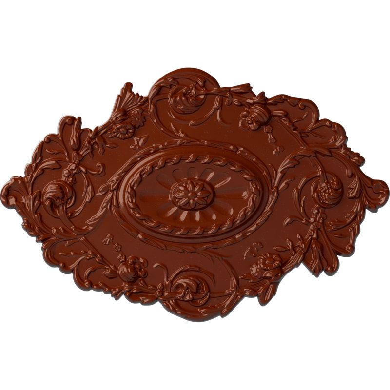 Endurathane Strasbourg Ceiling Medallion, 30 1/2"W x 20"H x 1 1/2"P, Hand-Painted Firebrick Finish, Firebrick
