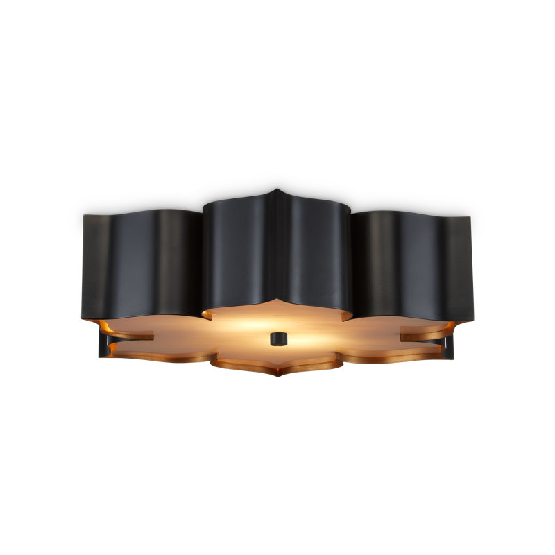 Grand Lotus 2 - Light Flush Mount, Satin Black/Contemporary Gold