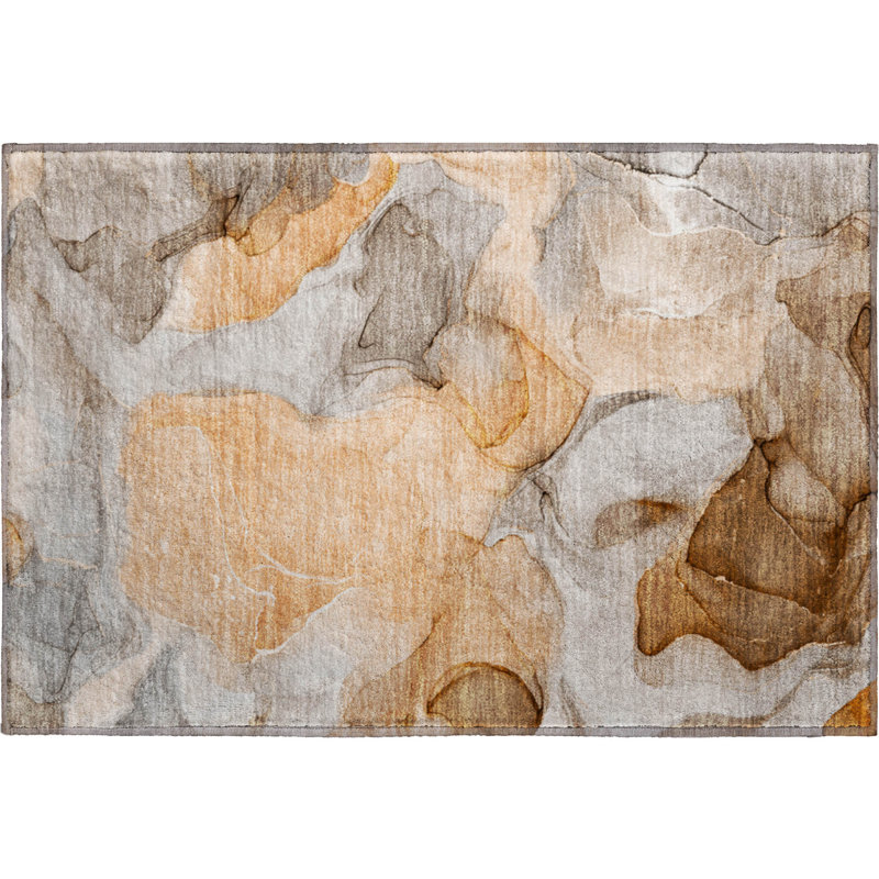 Premium Machine Washable Cerrito AMF504 Orange Rug, Rectangle 1'8" x 2'6"