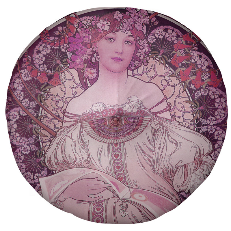 Coussin de plancher lisant alphonse mucha bougon, 31,5 po x 63 po, Rouge