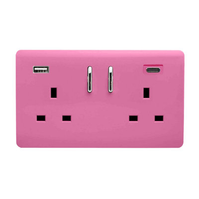 Trendi Switch 2 Gang USB 3100mA Type A & C USB Plug Socket