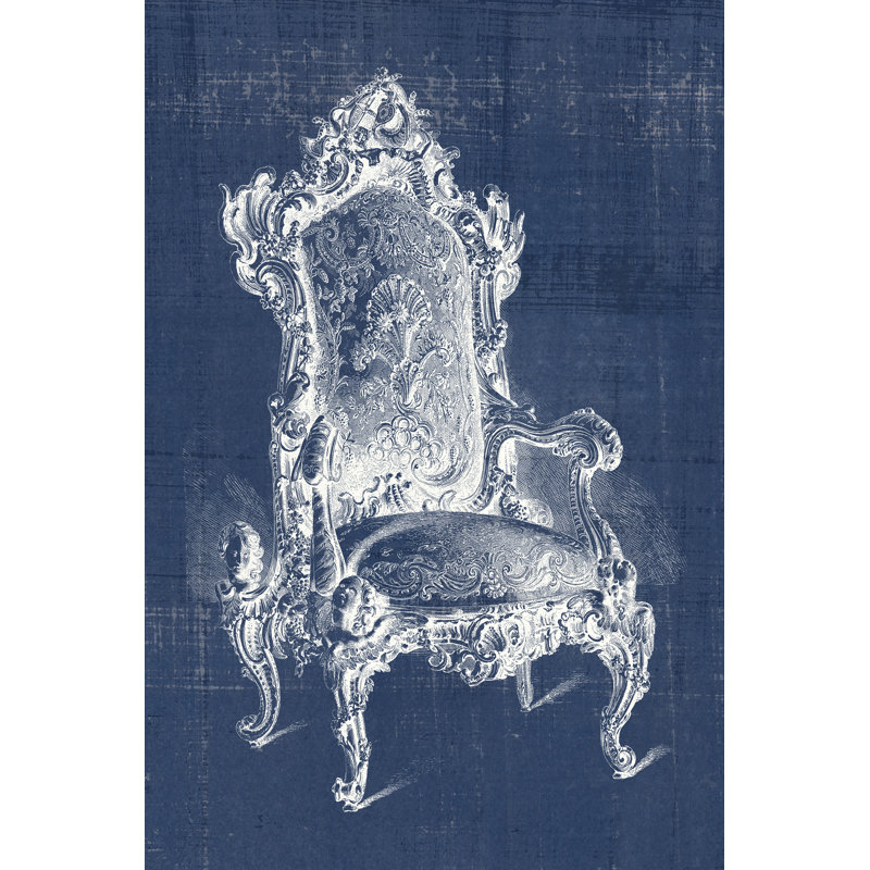 Antique Chair Blueprint II - Wrapped Canvas Print, 46cm H x 30cm W x 3.8cm D