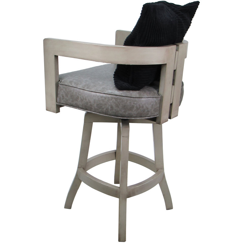 Vinyle gris marbre Halke - coussin noir, Gris / vinyle noir / cadre beige