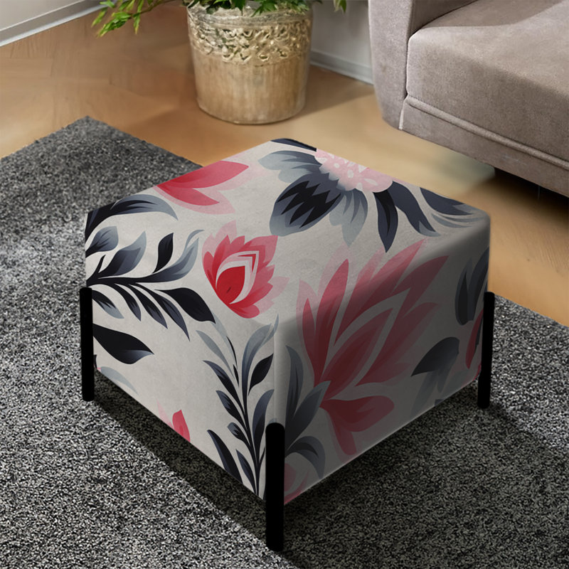 Pink And Black Ikat Facade Splendour - Ikat Square Ottoman
