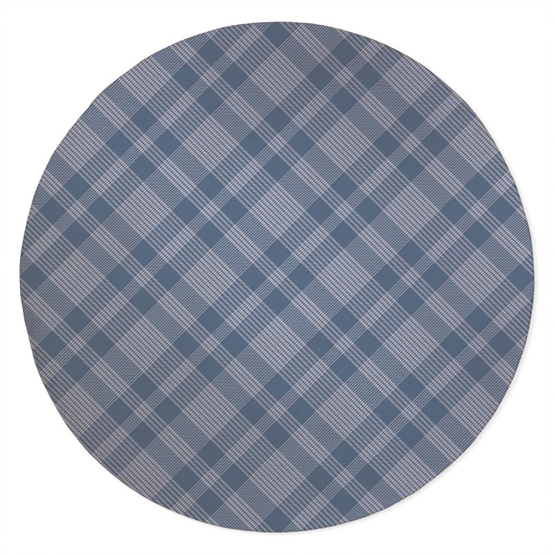 Lily Tartan Non-Slip Outdoor Rug, Round 5'
