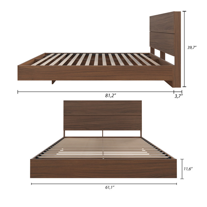 Aletse Platform Bed & Headboard, Queen, Walnut