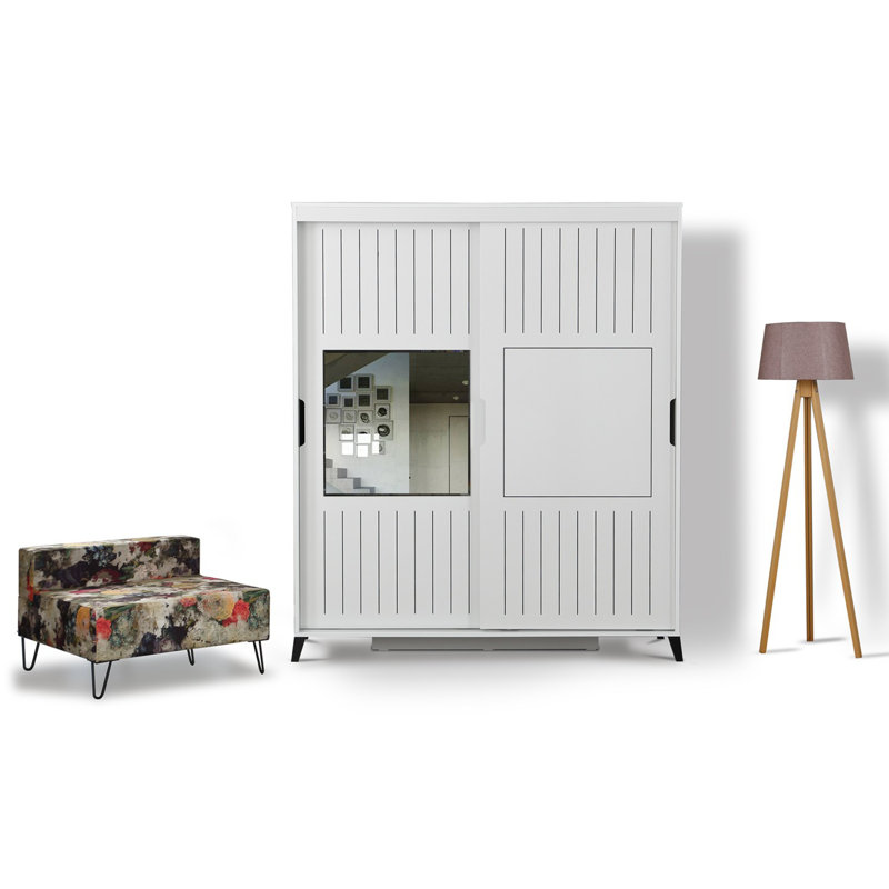 Suellen 2 Door Manufactured Wood Wardrobe, Shiny/White