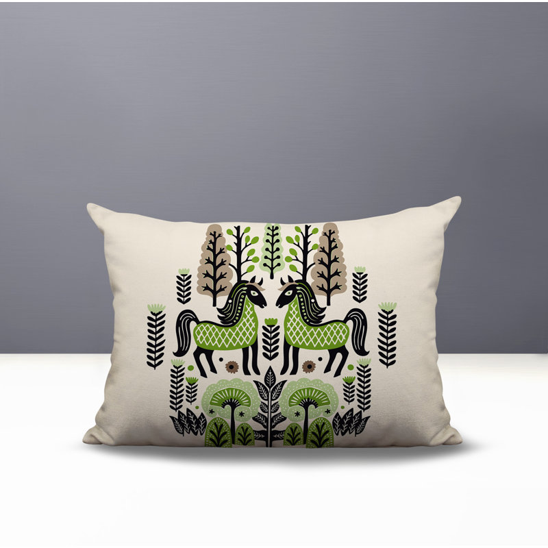 Coussin lombaire réversible intérieur / extérieur Stai Horse, Chartreuse, Rectangle H 14 po x l 20 po