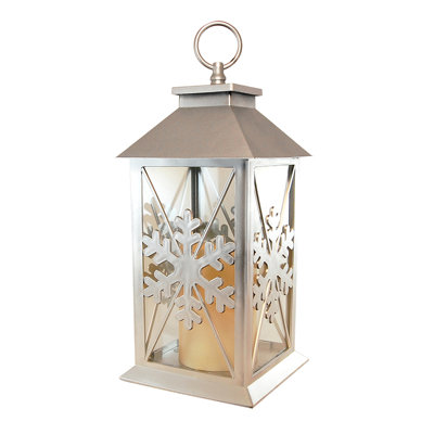 Snowflake Moulded Lantern with LED Candle