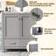 Meuble-lavabo gris 60 po avec lavabos doubles en céramique et tablette spacieuse - meuble de rangement élégant-121109871