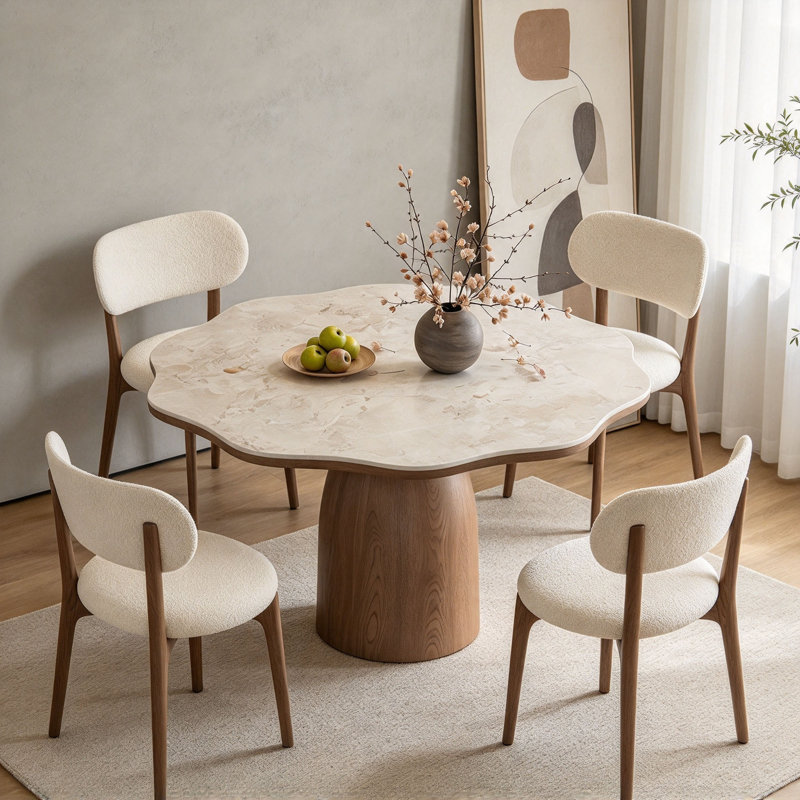 Concrete Top Dining Set, 29.5" H x 47.2" W x 47.2" D, 5
