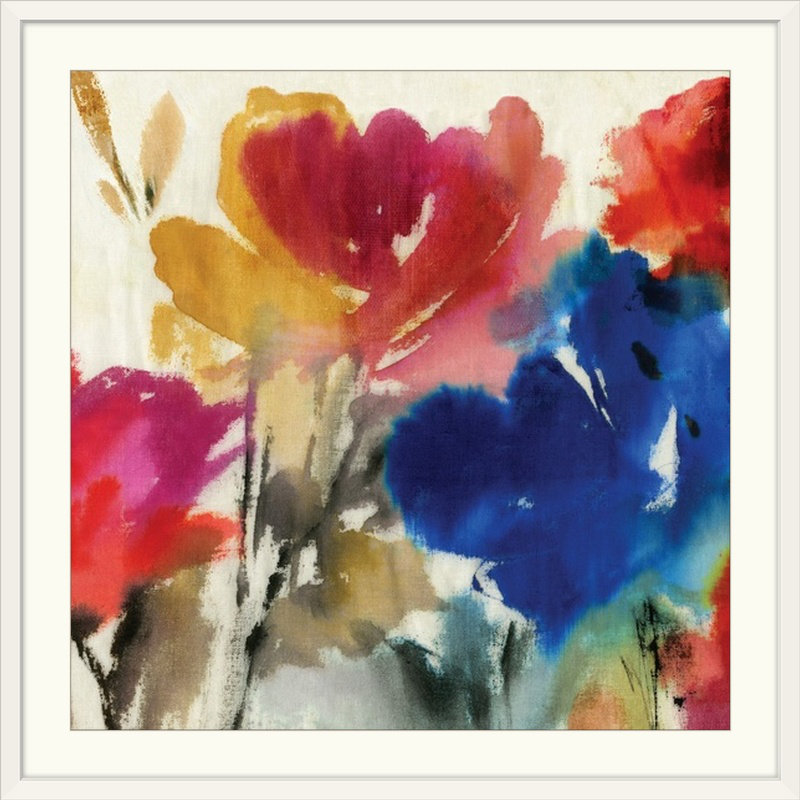 « i mini » par asia jensen, reproduction d’art Watercolour Florals, H 24 po x l 24 po x P 1 po, Cadre blanc