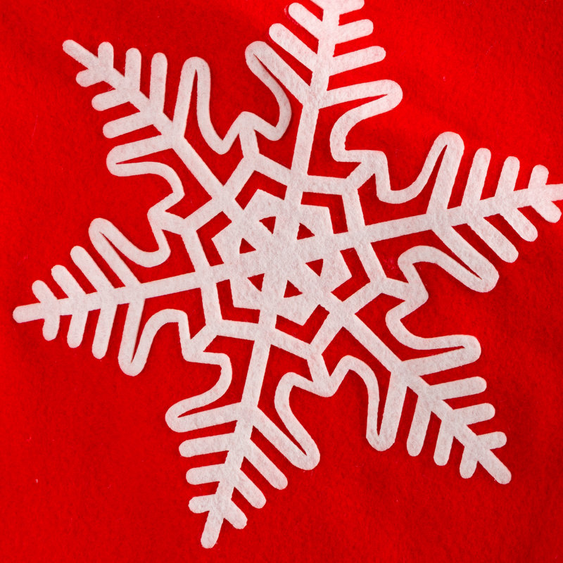 48" Red Velvet Snowflake Tree Skirt with White Pom Poms