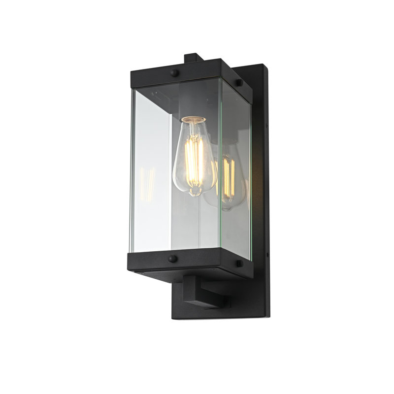 Julien Outdoor Wall Sconce in Black, 15" H x 6" W x 8" D
