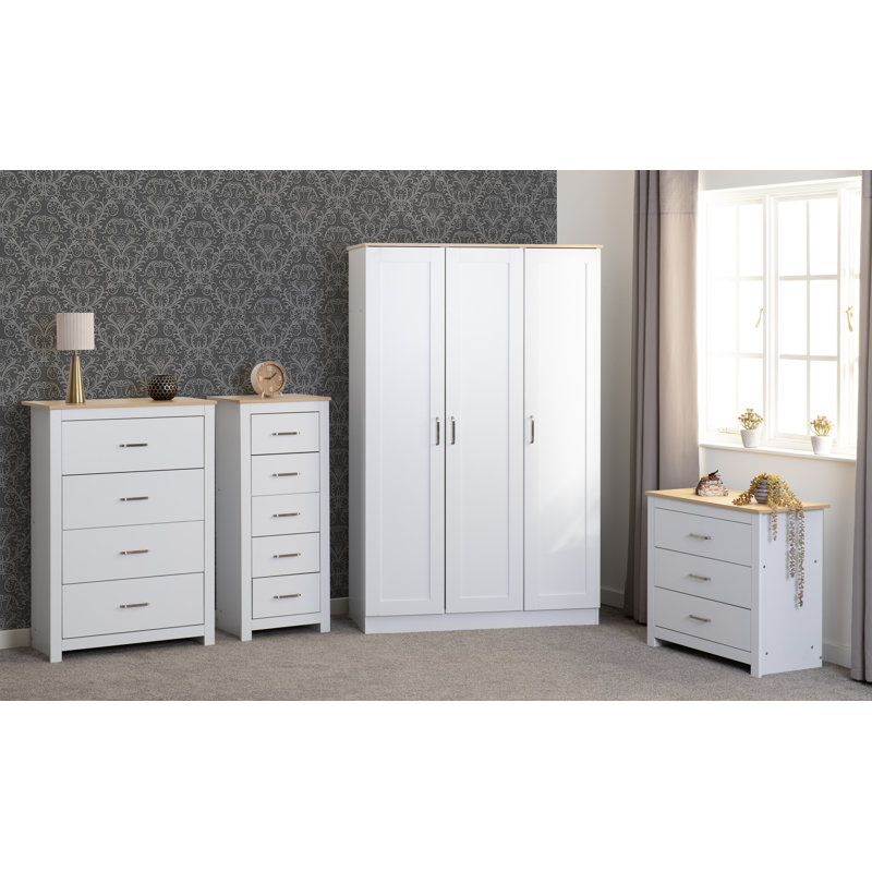 Henryville 3 Door Manufactured Wood Wardrobe, White