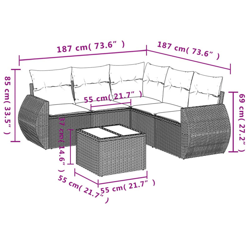 Ensemble de canapé de jardin Vidaxl gris