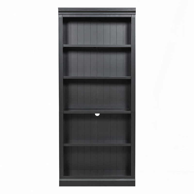 Bibliothèque de 83,4 po de hauteur avec bande lumineuse, bibliothèque décorative à 5 niveaux avec tablettes réglables, Noir