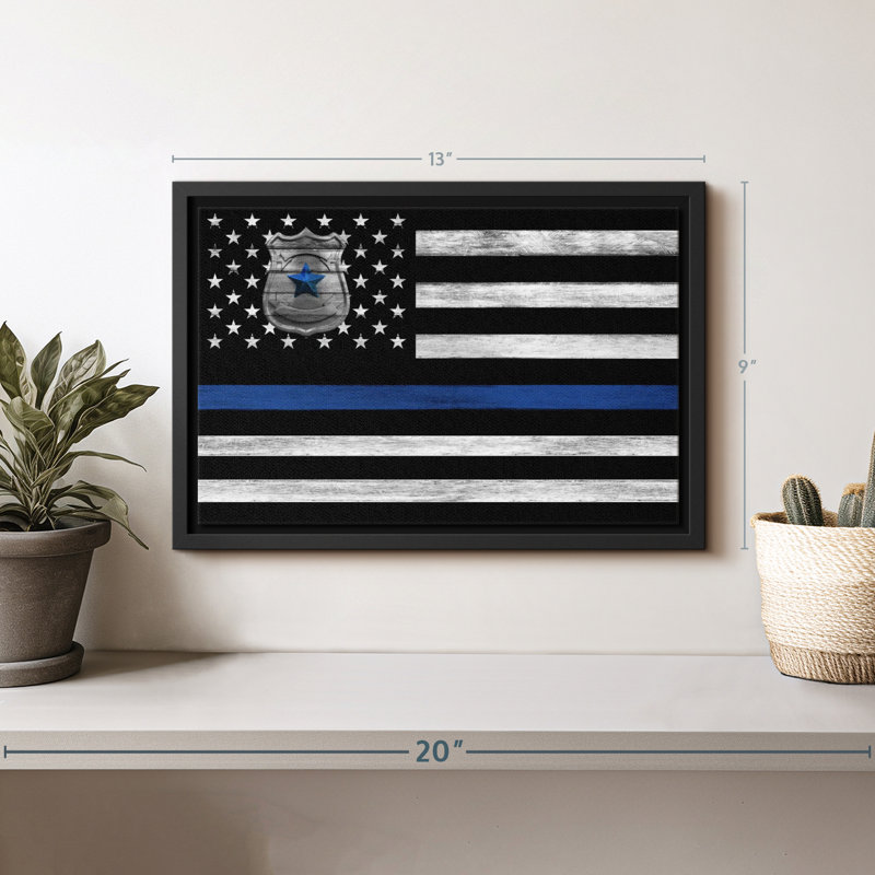Our America «Police Blue Line USA Flag», H 9 po x l 13 po