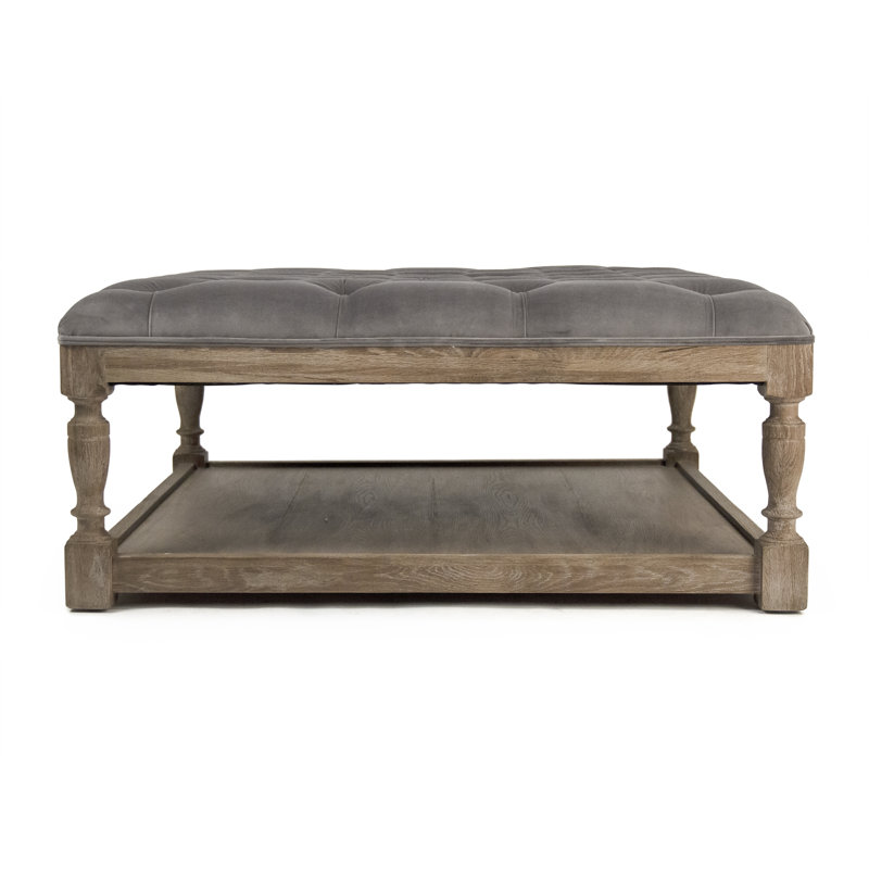 Upholstered Ottoman, Gray, Brown