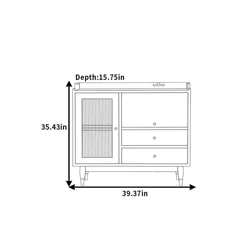 Un buffet simple, H 35,43 po x l 39,37 po x P 15,75 po