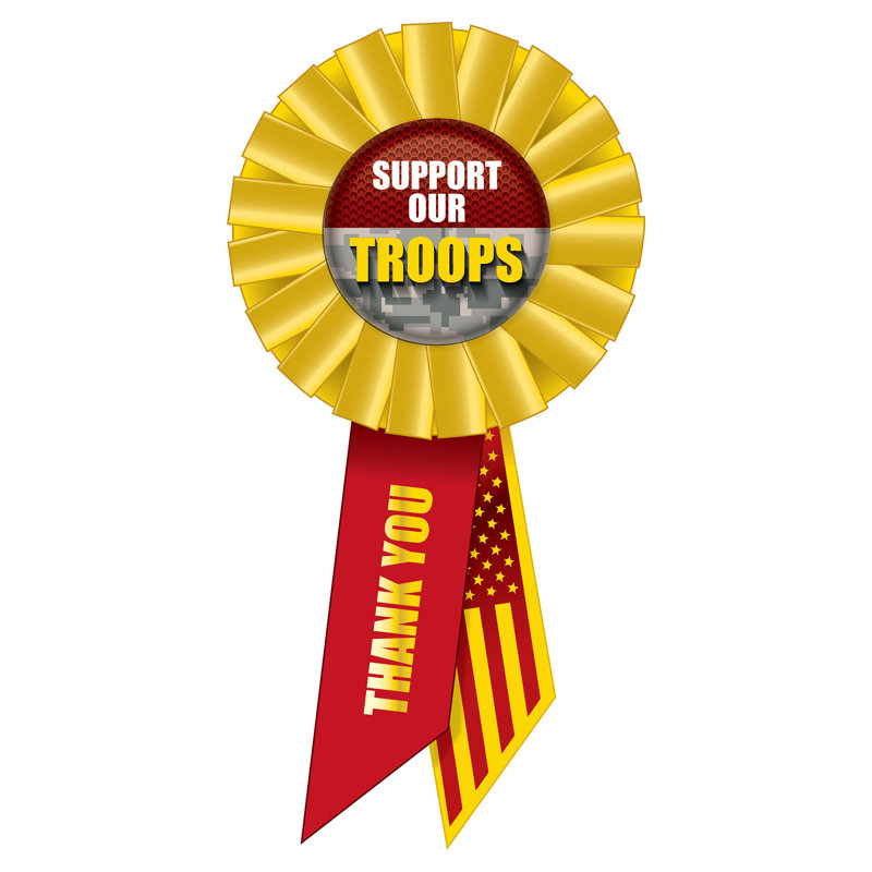 Support Our Troops Rosette, Yellow/Red