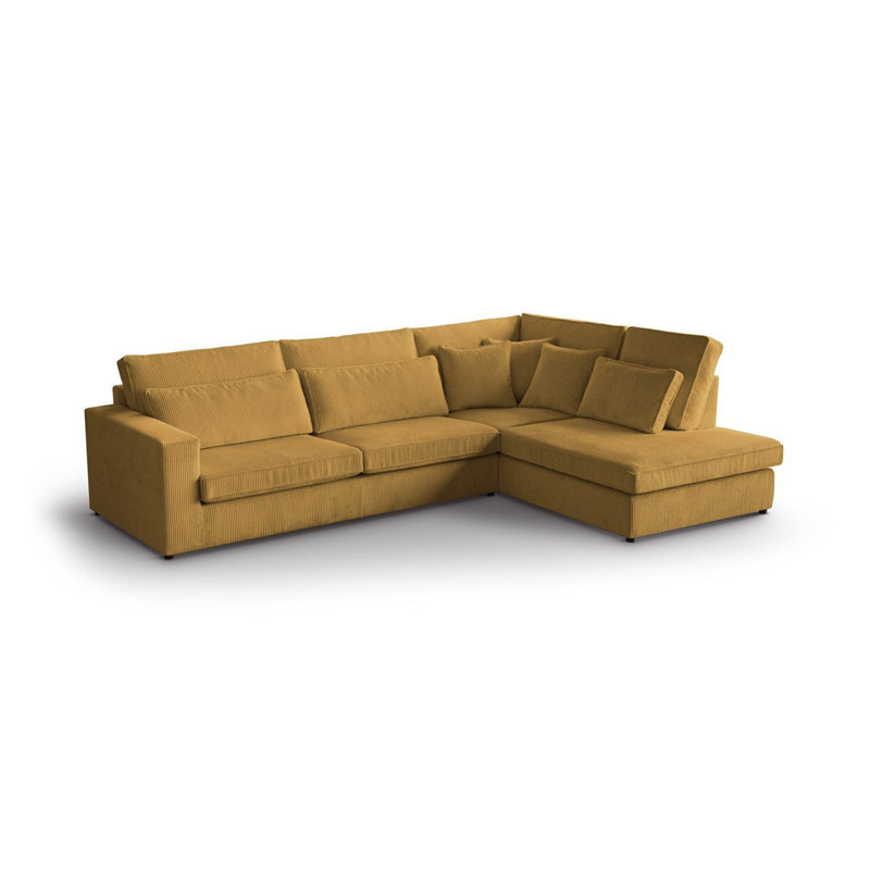 Preslea 6 Seater Sofa & Chaise, Yellow, Right Hand Facing